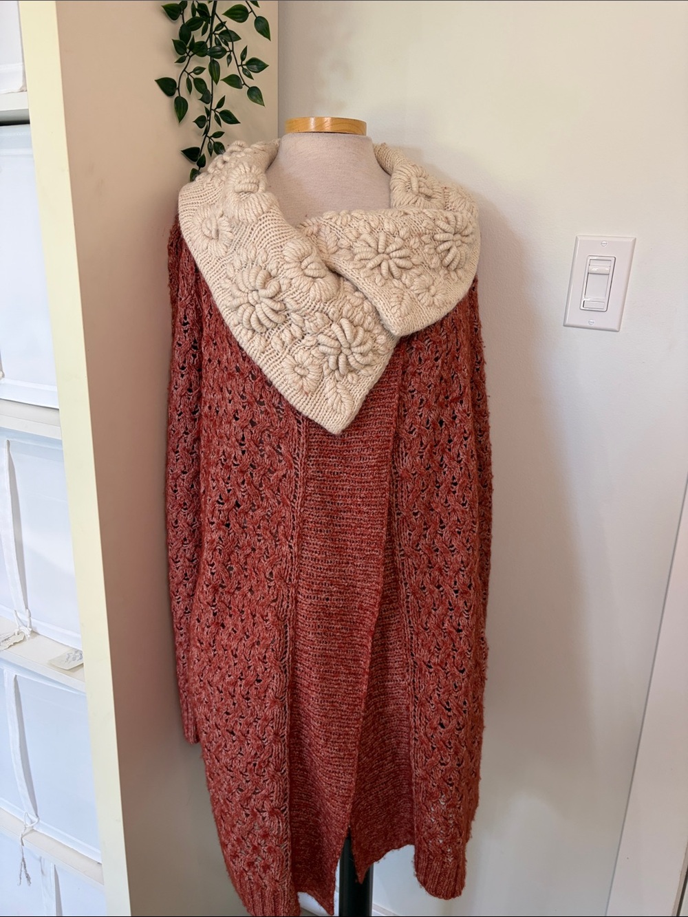 Knitted soft wool long sweater Large